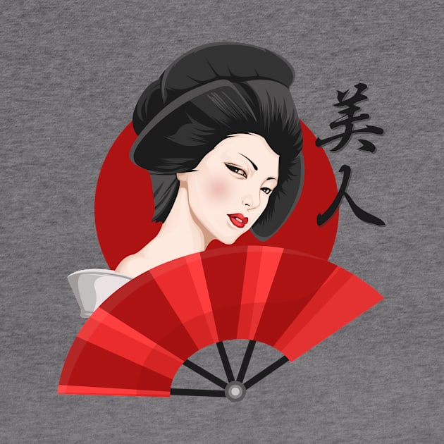 Beautiful Woman, Japanese Design (Geisha, Kanji) by DforDESIGN